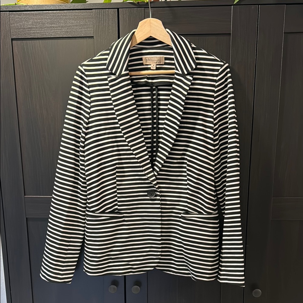 Philosophy Black and White Striped Blazer